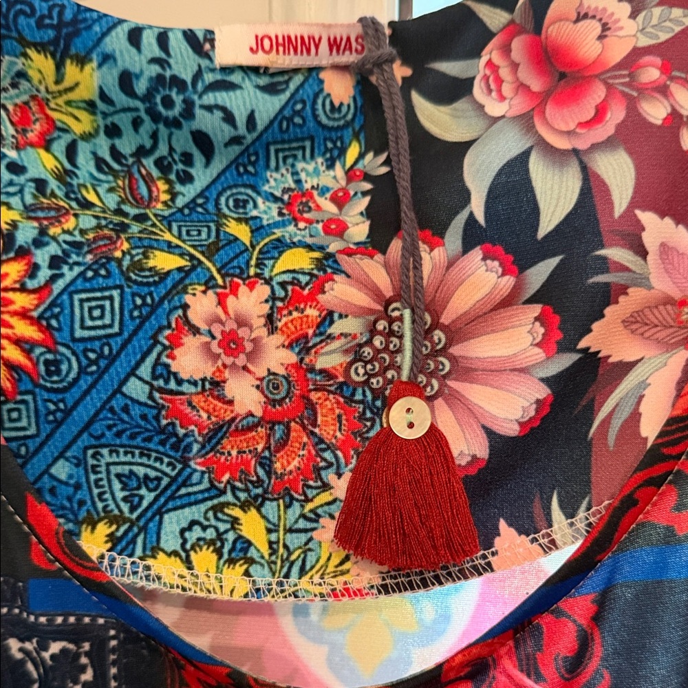 Johnny Was Blue Multi Floral Long Sleeve Dress - Picture 2 of 7